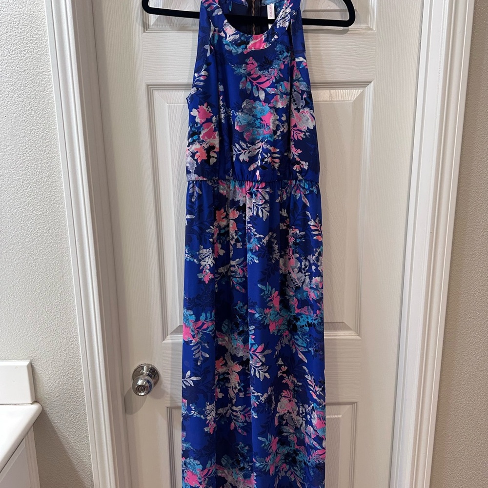 Xhilaration Blue and Pink Floral Dress